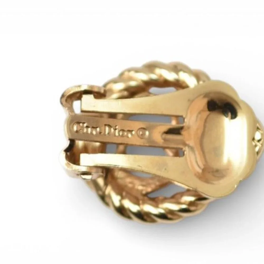Dior Earrings Vintage CD Logo Gold - Picture 3 of 6
